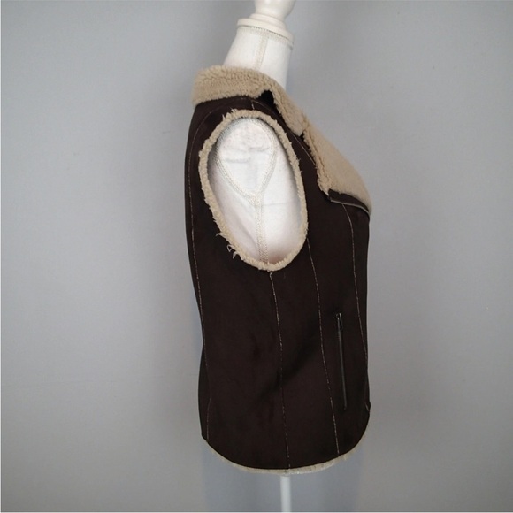 🆕 VELVET BY GRAHAM & SPENCER brown Faux Lamb Fur Vest Jacket Size large - Picture 7 of 14